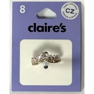 Claire's Rose Gold-Tone Cubic Zirconia Tiara Ring Sz 8 NWT